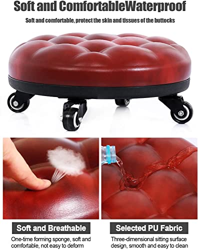 EBANKU-Tabouret--roulettes-bas-avec-sige--roulettes-pivotantes-universelles-en-cuir-petits-tabourets-bas-sur-roues-pour-la-maison-le-garage-pour-sasseoir-sur-une-maille-0-2