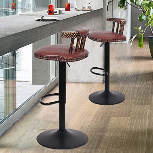 FATIVO-Tabouret-Bar-Industriel-Chaise-de-Bar-Hauteur-Rglable-Lot-de-2-Chaise-Haute-Cuisine-en-Cuir-PU-Tabouret-Haut-Vintage-avec-Dossier-et-Repose-Pieds-Brun-0-0