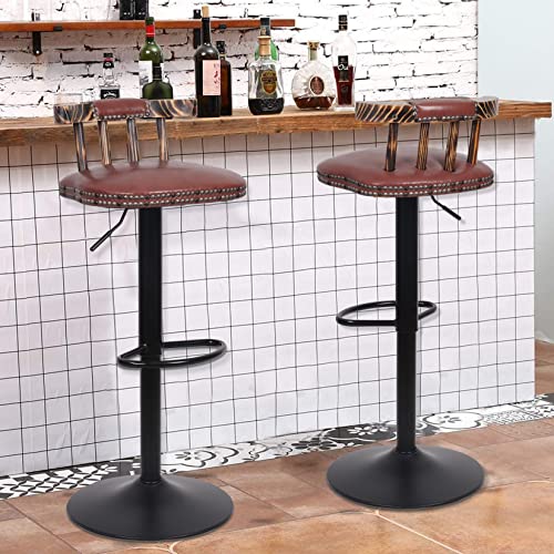 FATIVO-Tabouret-Bar-Industriel-Chaise-de-Bar-Hauteur-Rglable-Lot-de-2-Chaise-Haute-Cuisine-en-Cuir-PU-Tabouret-Haut-Vintage-avec-Dossier-et-Repose-Pieds-Brun-0-2