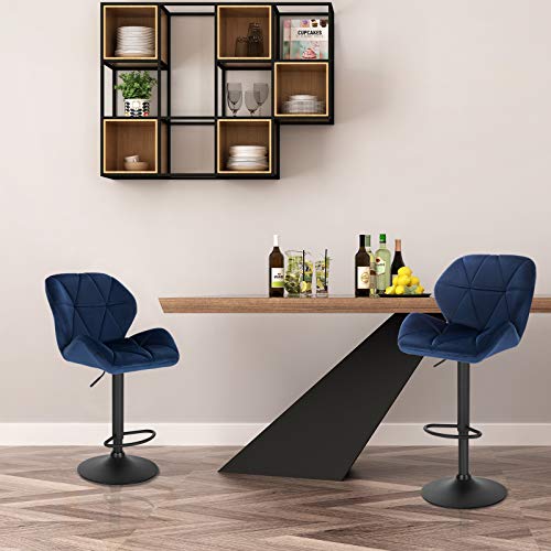 WOLTU 4 x Tabourets de bar, siège bien rembourré en velours , Hauteur réglable pieds en métal, Rose - Maison