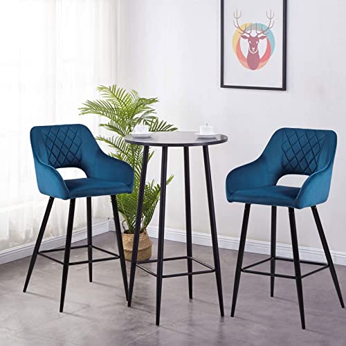 CLIPOP-Lot-de-2-tabourets-de-Bar-rembourrs-en-Velours-avec-Dossier-et-accoudoirs-chaises-de-comptoir-de-Cuisine-pour-lots-de-Cuisine-et-Bar-0-0