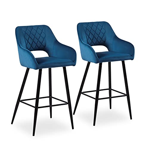 CLIPOP-Lot-de-2-tabourets-de-Bar-rembourrs-en-Velours-avec-Dossier-et-accoudoirs-chaises-de-comptoir-de-Cuisine-pour-lots-de-Cuisine-et-Bar-0