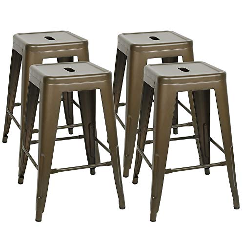 Lot-de-4-Tabourets-de-Bar-en-mtal-Noir-Mat-avec-Petit-Dossier-chaises-de-Bar-ou-Tabourets-mtal-Hauteur-76cm-Parfait-pour-Table-de-100-cm-et-Plus-0