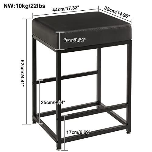 YMYNY-Lot-de-2-tabourets-de-bar-industriels-en-polyurthane-avec-repose-pieds-Aspect-bois-avec-cadre-en-mtal-Pour-salon-fte-63-x-455-x-385-cm-Noir-HBS088B-0-0