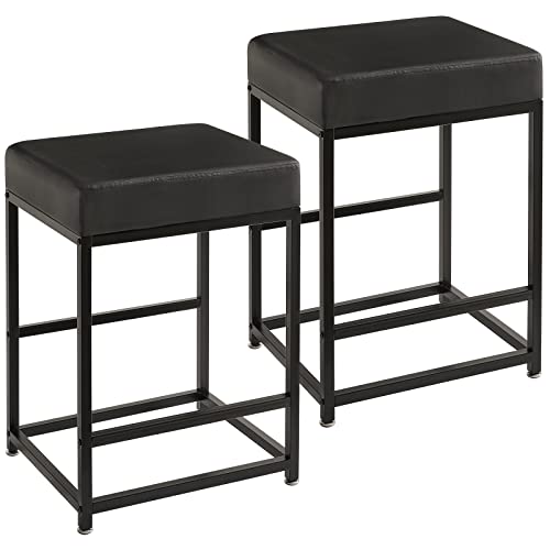 YMYNY-Lot-de-2-tabourets-de-bar-industriels-en-polyurthane-avec-repose-pieds-Aspect-bois-avec-cadre-en-mtal-Pour-salon-fte-63-x-455-x-385-cm-Noir-HBS088B-0-1