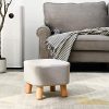 IBUYKE-Tabouret-Ottoman-en-Bois-Tabouret-de-Repose-Pieds-Cache-poussire-Lavable-Fauteuil-Pouf-Rembourr-pour-Salon-et-Chambre–Coucher-Carr-Gris-Clair-0-1