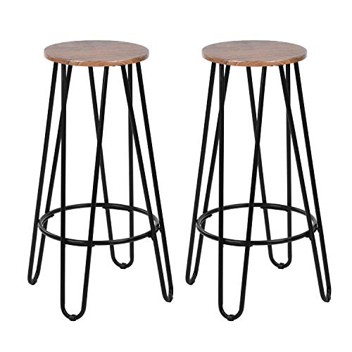 MEUBLE-COSY-Lot-de-2-Tabouret-de-Bar-Vintage-Chaise-Ronde-Sige-de-Cuisine-Haut-avec-Repose-Pieds-Style-Industriel-Pieds-Mtal-0