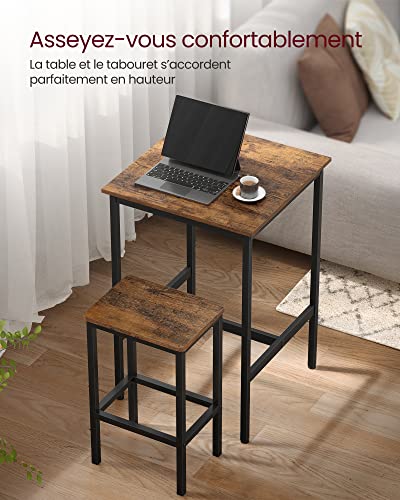 VASAGLE-Ensemble-Table-de-Bar-avec-Tabourets-Table--Manger-avec-2-Chaises-Table-de-Cuisine-60-x-60-x-90-cm-Chaises-de-Bar-30-x-40-x-65-cm-Style-Industriel-Marron-Rustique-et-Noir-LBT017B01-0-2