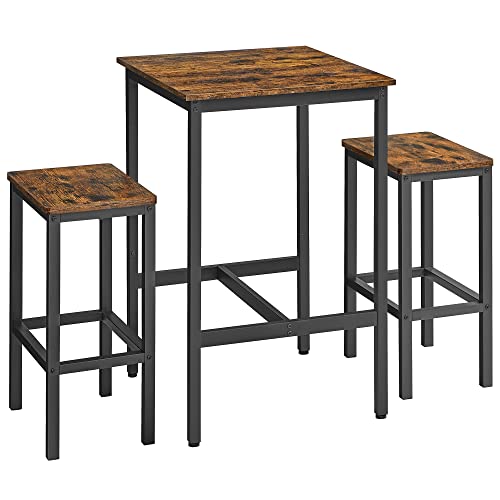 VASAGLE-Ensemble-Table-de-Bar-avec-Tabourets-Table--Manger-avec-2-Chaises-Table-de-Cuisine-60-x-60-x-90-cm-Chaises-de-Bar-30-x-40-x-65-cm-Style-Industriel-Marron-Rustique-et-Noir-LBT017B01-0
