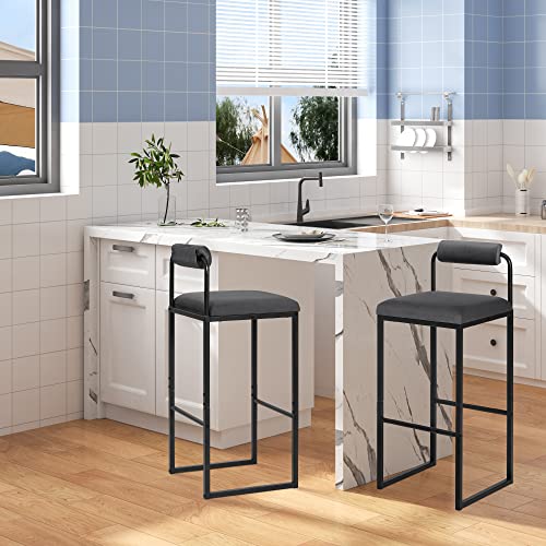 WOLTU-Lot-de-4-Tabourets-de-Bar-Chaises-de-Bar-Chaises-Hautes-Bar-Tabourets-de-Cuisine-avec-Dossier-et-Repose-Pieds-Design-Moderne-en-Velours-et-Metal-Hauteur-du-Siege-75cm-BH343-4-0-0