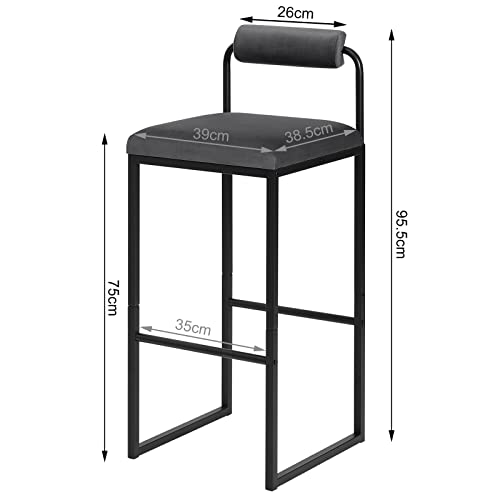 WOLTU-Lot-de-4-Tabourets-de-Bar-Chaises-de-Bar-Chaises-Hautes-Bar-Tabourets-de-Cuisine-avec-Dossier-et-Repose-Pieds-Design-Moderne-en-Velours-et-Metal-Hauteur-du-Siege-75cm-BH343-4-0-1