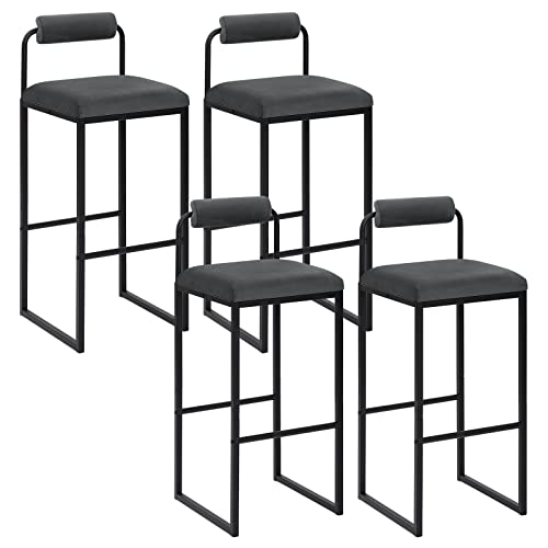 WOLTU-Lot-de-4-Tabourets-de-Bar-Chaises-de-Bar-Chaises-Hautes-Bar-Tabourets-de-Cuisine-avec-Dossier-et-Repose-Pieds-Design-Moderne-en-Velours-et-Metal-Hauteur-du-Siege-75cm-BH343-4-0