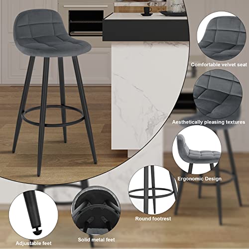 WOLTU-Lot-de-2-Tabourets-de-Bar-Modernes-Chaises-de-Cuisine-Hautes-avec-Dossier-Repose-Pieds-et-Assise-Rembourree-Tabourets-en-Velours-et-Metal-Hauteur-dAssise-70-cm-2654-0-2