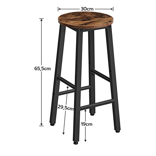 HOOBRO-Lot-de-2-Tabourets-de-Bar-Tabouret-de-Petit-dejeuner-Chaises-Hautes-pour-Salle-a-Manger-Cuisine-Bar-Robuste-et-Stable-Style-Industriel-Marron-Rustique-Noir-EBF07BY01-0-1