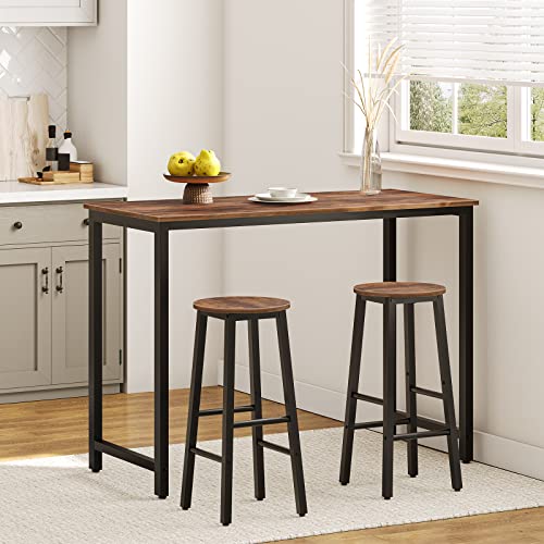 HOOBRO-Lot-de-2-Tabourets-de-Bar-Tabouret-de-Petit-dejeuner-Chaises-Hautes-pour-Salle-a-Manger-Cuisine-Bar-Robuste-et-Stable-Style-Industriel-Marron-Rustique-Noir-EBF07BY01-0-2