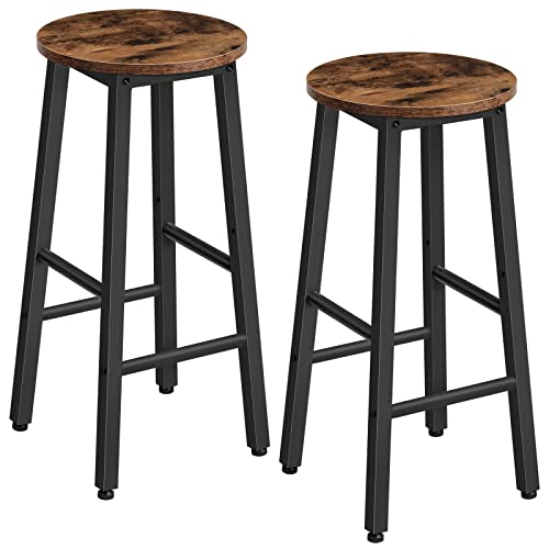 HOOBRO-Lot-de-2-Tabourets-de-Bar-Tabouret-de-Petit-dejeuner-Chaises-Hautes-pour-Salle-a-Manger-Cuisine-Bar-Robuste-et-Stable-Style-Industriel-Marron-Rustique-Noir-EBF07BY01-0