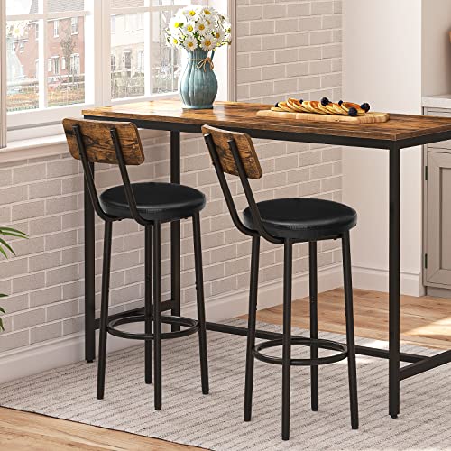 HOOBRO-Lot-de-2-Tabourets-de-Bar-avec-Dossier-Chaises-de-Bar-rembourres-en-PU-Chaises-Hautes-avec-Repose-Pieds-pour-Cuisine-Salon-Bar-Pieds-Reglables-Marron-Rustique-et-Noir-EBF31BY01-0-0