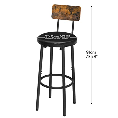 HOOBRO-Lot-de-2-Tabourets-de-Bar-avec-Dossier-Chaises-de-Bar-rembourres-en-PU-Chaises-Hautes-avec-Repose-Pieds-pour-Cuisine-Salon-Bar-Pieds-Reglables-Marron-Rustique-et-Noir-EBF31BY01-0-1