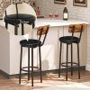 HOOBRO-Lot-de-2-Tabourets-de-Bar-avec-Dossier-Chaises-de-Bar-rembourres-en-PU-Chaises-Hautes-avec-Repose-Pieds-pour-Cuisine-Salon-Bar-Pieds-Reglables-Marron-Rustique-et-Noir-EBF31BY01-0-2 HOOBRO-Lot-de-2-Tabourets-de-Bar-avec-Dossier-Chaises-de-Bar-rembourres-en-PU-Chaises-Hautes-avec-Repose-Pieds-pour-Cuisine-Salon-Bar-Pieds-Reglables-Marron-Rustique-et-Noir-EBF31BY01-0-2
