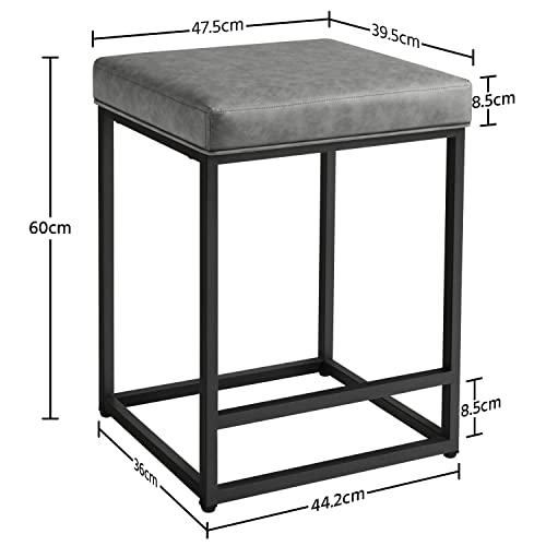 Yaheetech-2-tabourets-de-Bar-rembourres-en-Similicuir-et-metal-de-60-cm-carres-avec-Repose-Pieds-pour-Cuisine-peninsule-portee-136-kg-0-1