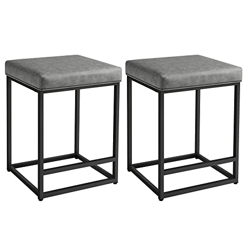 Yaheetech-2-tabourets-de-Bar-rembourres-en-Similicuir-et-metal-de-60-cm-carres-avec-Repose-Pieds-pour-Cuisine-peninsule-portee-136-kg-0