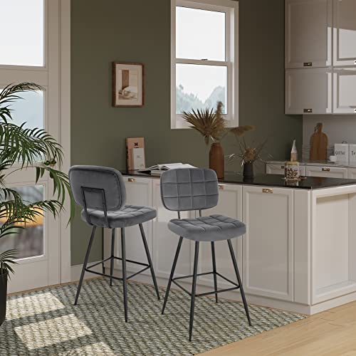 EUGAD-Tabouret-Bar-Lot-de-2-Chaise-de-Bar-Chaise-de-Cuisine-Tabouret-de-Bistrot-Tabouret-de-Comptoir-Tabouret-avec-DossierRepose-Pieds-Siege-rembourre-en-Velours-et-Metal-BY02-2-0-0
