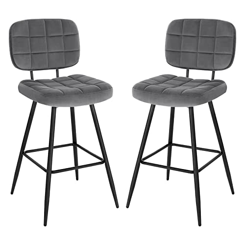 EUGAD-Tabouret-Bar-Lot-de-2-Chaise-de-Bar-Chaise-de-Cuisine-Tabouret-de-Bistrot-Tabouret-de-Comptoir-Tabouret-avec-DossierRepose-Pieds-Siege-rembourre-en-Velours-et-Metal-BY02-2-0
