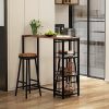 HOMCOM-Table-de-Bar-Table-Haute-de-Cuisine-Mange-Debout-avec-etageres-120-x-40-x-105-cm-pietement-Acier-Noir-Marron-0-0