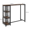 HOMCOM-Table-de-Bar-Table-Haute-de-Cuisine-Mange-Debout-avec-etageres-120-x-40-x-105-cm-pietement-Acier-Noir-Marron-0-1