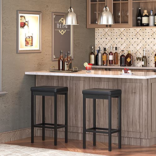 HOOBRO-Lot-de-2-Tabouret-de-Bar-Tabouret-de-Cuisine-Rembourrage-en-Mousse-dEpaisseur-de-63-cm-Cadre-en-Metal-5cm-de-Haut-pour-Cuisine-Restaurant-Cafe-Comptoir-Noir-EBB21BY01-0-0