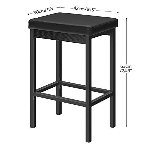 HOOBRO-Lot-de-2-Tabouret-de-Bar-Tabouret-de-Cuisine-Rembourrage-en-Mousse-dEpaisseur-de-63-cm-Cadre-en-Metal-5cm-de-Haut-pour-Cuisine-Restaurant-Cafe-Comptoir-Noir-EBB21BY01-0-1