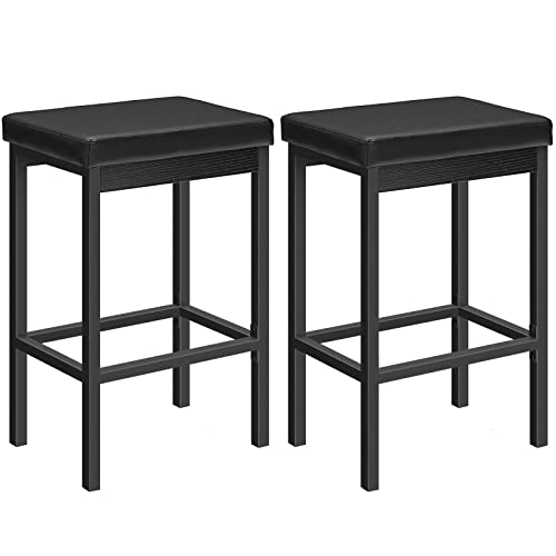 HOOBRO-Lot-de-2-Tabouret-de-Bar-Tabouret-de-Cuisine-Rembourrage-en-Mousse-dEpaisseur-de-63-cm-Cadre-en-Metal-5cm-de-Haut-pour-Cuisine-Restaurant-Cafe-Comptoir-Noir-EBB21BY01-0