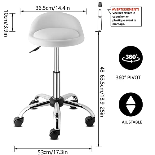 TactFire-Tabouret-de-BureauTabouret-Rond-avec-DossierTabouret-a-roulettes-Rotation-a-360Hauteur-Reglable-49-64-cmTabouret-Coiffeusepour-Salon-de-Massage-BureauClinique-0-1