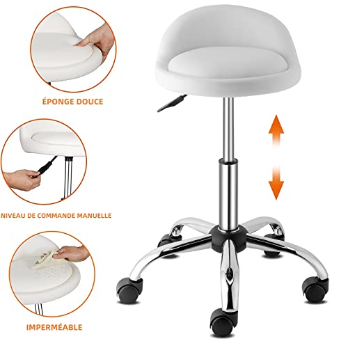 TactFire-Tabouret-de-BureauTabouret-Rond-avec-DossierTabouret-a-roulettes-Rotation-a-360Hauteur-Reglable-49-64-cmTabouret-Coiffeusepour-Salon-de-Massage-BureauClinique-0-2