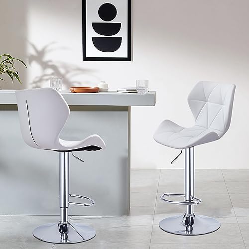 Lot-de-2-Tabourets-de-Bar-Chaises-Haut-Hauteur-Reglable-Revetement-en-PU-Rotatif-sur-360-avec-Dossier-et-Repose-Pieds-Pied-Chrome-49-x-35-x-107-127-cm-0-2