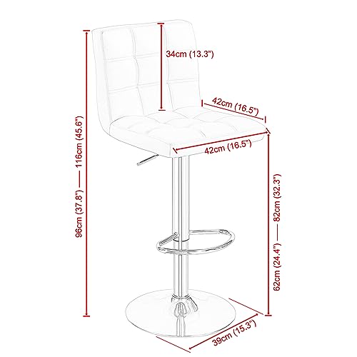 Tabouret-de-Bar-Chaise-Haut-Hauteur-Reglable-Revetement-en-PU-Rotatif-sur-360-avec-Dossier-et-Repose-Pieds-Pied-Chrome-0-1