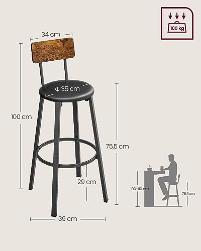 VASAGLE-Tabouret-de-Bar-Chaise-de-Cuisine-Rembourre-PU-Repose-Pieds-Montage-Simple-Industriel-Salle-a-Manger-Cuisine-0-1