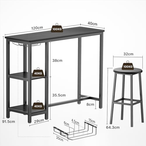 Bealife-Ensemble-Table-de-Bar-avec-TabouretsTable-a-Manger-Debout-avec-2-chaises-de-BarTable-Haute-Cuisine-avec-avec-2-etageres-et-Porte-Bouteille-de-vinpour-Cuisine-Salon-Salle-a-Manger-0-0