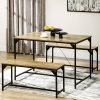 HOMCOM-Ensemble-Table-a-Manger-et-2-bancs-Structure-Acier-Table-pour-4-Personnes-120-x-70-x-75-cm-Banc-100-x-30-x-45-cm-pour-Cuisine-Salle-a-Manger-Salon-Naturel-et-Noir-0-0 HOMCOM-Ensemble-Table-a-Manger-et-2-bancs-Structure-Acier-Table-pour-4-Personnes-120-x-70-x-75-cm-Banc-100-x-30-x-45-cm-pour-Cuisine-Salle-a-Manger-Salon-Naturel-et-Noir-0-0