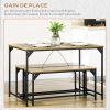 HOMCOM-Ensemble-Table-a-Manger-et-2-bancs-Structure-Acier-Table-pour-4-Personnes-120-x-70-x-75-cm-Banc-100-x-30-x-45-cm-pour-Cuisine-Salle-a-Manger-Salon-Naturel-et-Noir-0-2 HOMCOM-Ensemble-Table-a-Manger-et-2-bancs-Structure-Acier-Table-pour-4-Personnes-120-x-70-x-75-cm-Banc-100-x-30-x-45-cm-pour-Cuisine-Salle-a-Manger-Salon-Naturel-et-Noir-0-2