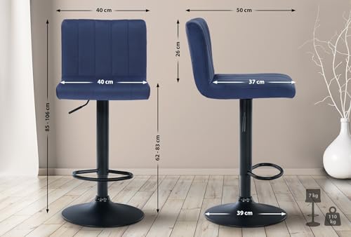 CLP-Tabouret-De-Bar-Jamie-en-Velours-I-Chaise-Haute-De-Bistrot-avec-Repose-Pieds-Hauteur-Reglable-Pivotant-0-0