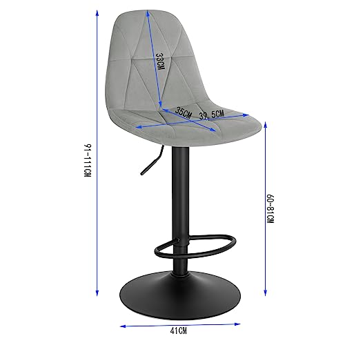 LestarainTabouret-Bar-Lot-de-2-Chaise-de-Bar-Tabouret-de-Comptoir-Tabouret-avec-Dossier-Reglable-en-Hauteur-Pivotant-a-360-enVelours-Cadre-en-Metal-Hauteur-dAssise-60-81cm-LBAI64A-2-0-1