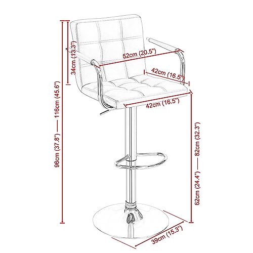 Lot-de-2-Tabourets-de-Bar-Chaises-Haut-Hauteur-Reglable-Revetement-en-PU-Rotatif-sur-360-avec-Accoudoirs-Dossier-et-Repose-Pieds-Pied-Chrome-0-0