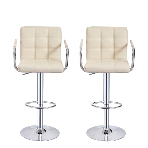 Lot-de-2-Tabourets-de-Bar-Chaises-Haut-Hauteur-Reglable-Revetement-en-PU-Rotatif-sur-360-avec-Accoudoirs-Dossier-et-Repose-Pieds-Pied-Chrome-0