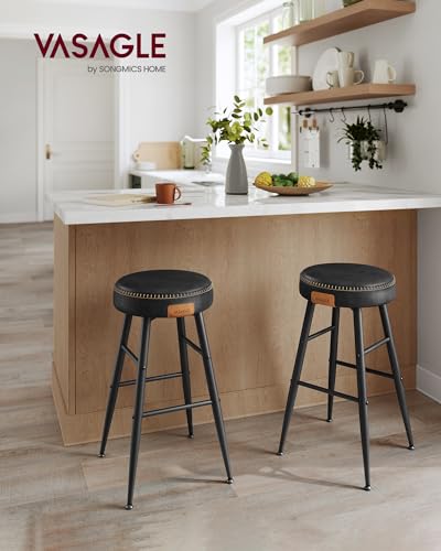 VASAGLE-Collection-Echo-Tabouret-de-Bar-Chaise-de-Cuisine-Siege-Haut-en-PU-avec-Coutures-pour-Cuisine-Bar-a-Domicile-Montage-Facile-0-0