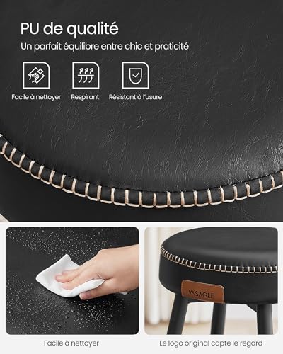 VASAGLE-Collection-Echo-Tabouret-de-Bar-Chaise-de-Cuisine-Siege-Haut-en-PU-avec-Coutures-pour-Cuisine-Bar-a-Domicile-Montage-Facile-0-2
