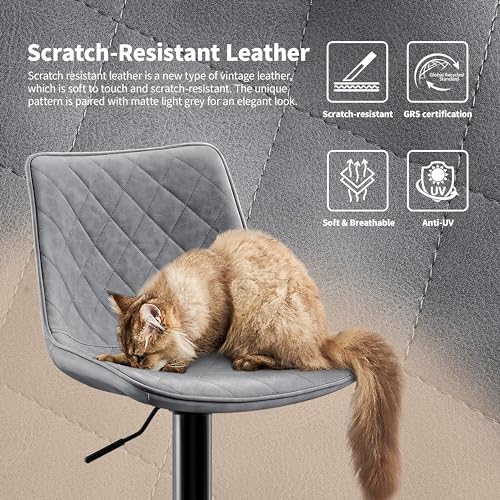 STOOLINK-Tabouret-de-Bar-Lot-de-2-Chaise-de-Bar-en-Cuir-Microfibre-Tabourets-Bar-Reglable-en-Hauteur-Siege-Bar-Pivotant-sur-360-Chaise-Bar-avec-Repose-Pieds-pour-Comptoir-Bar-0-2