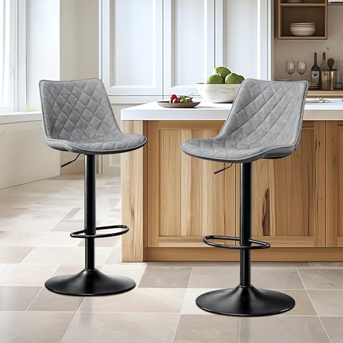 STOOLINK-Tabouret-de-Bar-Lot-de-2-Chaise-de-Bar-en-Cuir-Microfibre-Tabourets-Bar-Reglable-en-Hauteur-Siege-Bar-Pivotant-sur-360-Chaise-Bar-avec-Repose-Pieds-pour-Comptoir-Bar-0