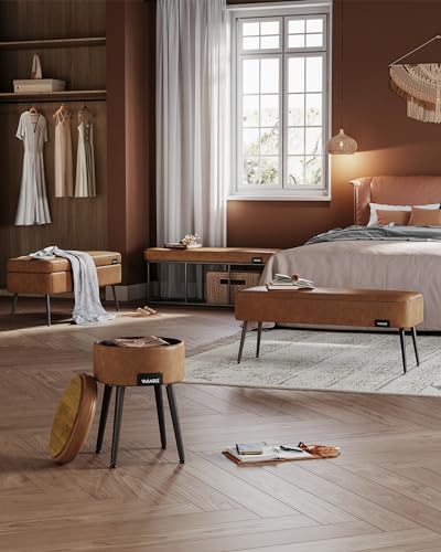 VASAGLE-Collection-EKHO-Banc-dEntree-Bout-de-Lit-pour-Chambre-PU-avec-Coutures-avec-Pieds-en-Acier-pour-Salon-Salle-a-Manger-Style-Moderne-Mi-siecle-0-0