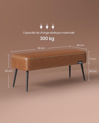 VASAGLE-Collection-EKHO-Banc-dEntree-Bout-de-Lit-pour-Chambre-PU-avec-Coutures-avec-Pieds-en-Acier-pour-Salon-Salle-a-Manger-Style-Moderne-Mi-siecle-0-1